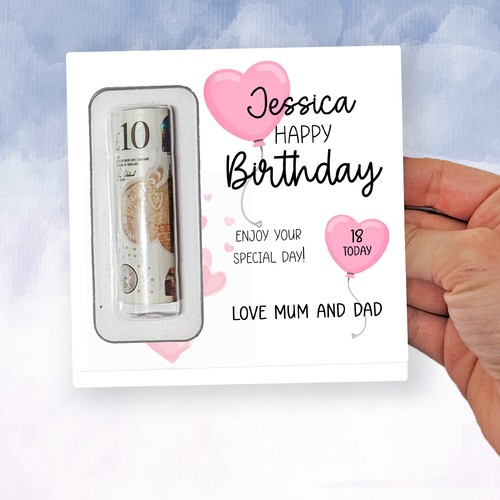 Personalised money gift holder - money,