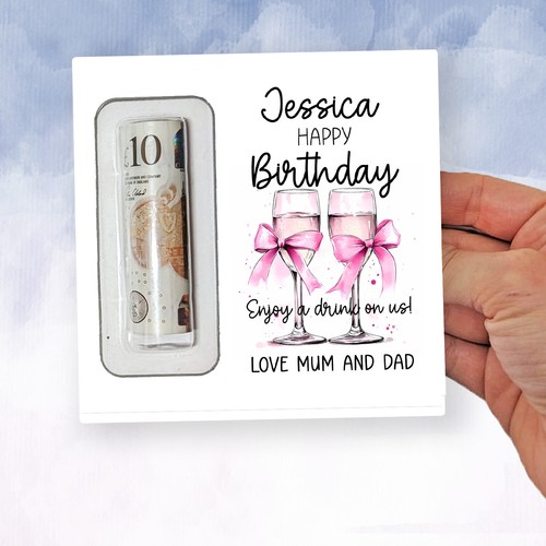 Personalised money gift holder - money,
