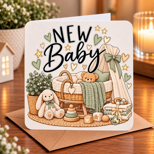 New baby card - new,