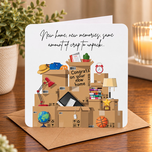 New home card funny moving - card,